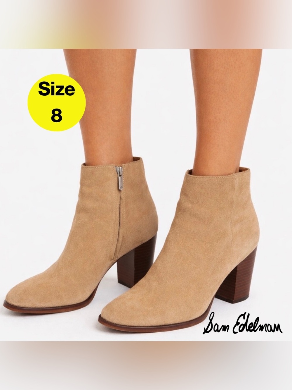 SAM EDELMAN 🤎 Women’s Tan Suede Ankle Boots (Size 8)